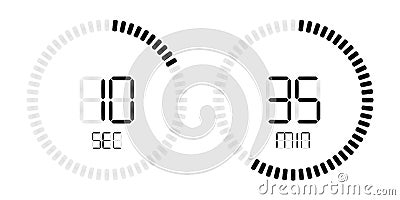 Stopwatch timer vector digital countdown Vector Illustration