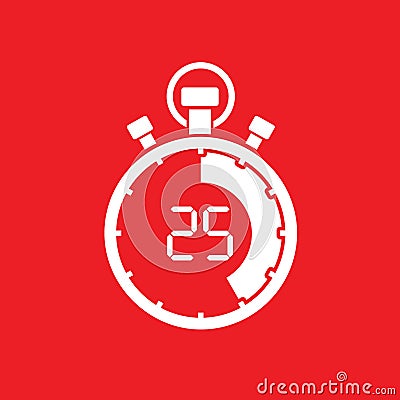 Stopwatch twenty five minute Vector Illustration