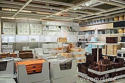 Storage boxes wholesale store IKEA Editorial Stock Photo