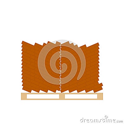 Storage of building bricks located on a pallet Vector Illustration