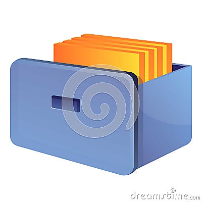 Storage documents drawer icon, cartoon style Vector Illustration