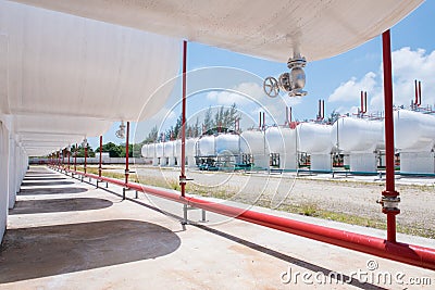 storage of gasoline in the horizontal tanks and pipeline Stock Photo