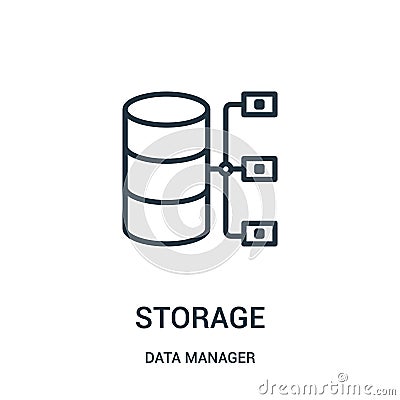 storage icon vector from data manager collection. Thin line storage outline icon vector illustration. Linear symbol for use on web Vector Illustration