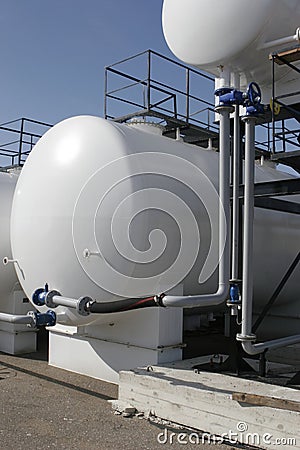 Storage tanks and pipelines Stock Photo