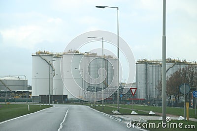 Storage tanks of Vopak terminal at the Europort harbor Editorial Stock Photo