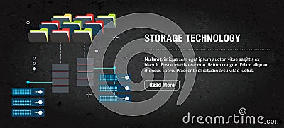 Storage technology concept banner for internet Vector Illustration
