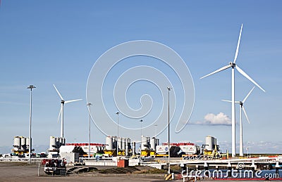 Storage for windmill components, Eemshaven, Holland Editorial Stock Photo