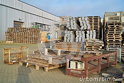 Storage yard of a disused factory Stock Photo