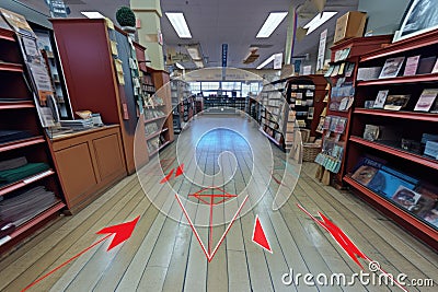 in-store ar navigation arrows on floor Stock Photo