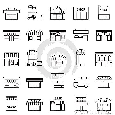 Store and building icon set Vector Illustration