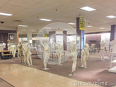 Store closing mannequin sale Stock Photo