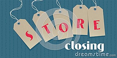 Store closing sale vector illustration, background with open price tags Vector Illustration