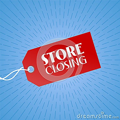 Store closing vector illustration, background with red color price tag Vector Illustration