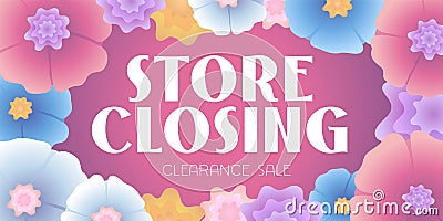 Store closing vector illustration, background with seasn backdrop Vector Illustration