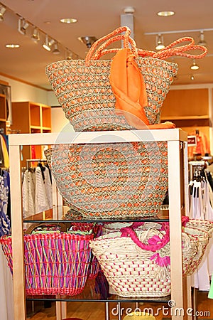 Store display with handbags Stock Photo