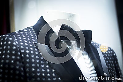 Store dummy in dinner jacket and bow tie Stock Photo
