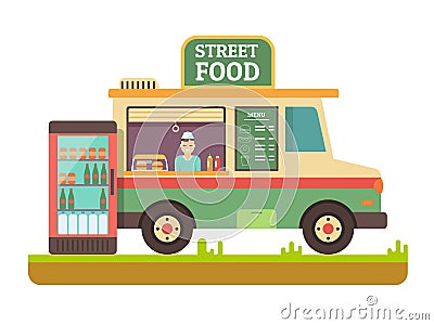 Store fast food van Vector Illustration