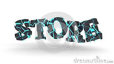 STORE fragmented writing background, 3d rendering Stock Photo