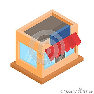 Store front. Colored isometric drawing Vector Illustration