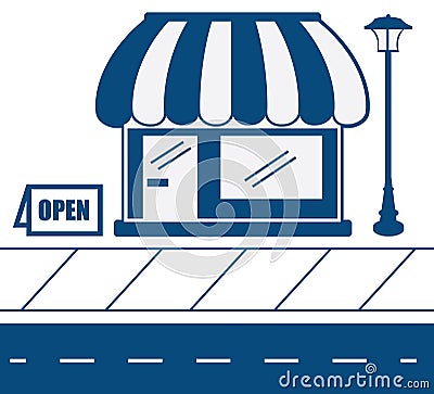 Store Front Sidewalk Vector Illustration