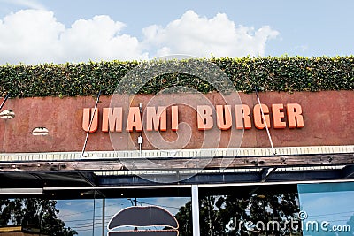 Umami Burger restaurant sign Editorial Stock Photo