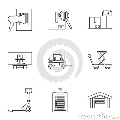 Store icons set, outline style Vector Illustration