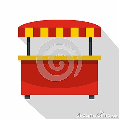 Store kiosk with red and yellow awning icon Vector Illustration