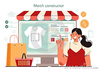 Store merchandiser online service or platform. Shop and showcase Vector Illustration