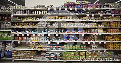 Store pet food. Shelving. Shelf unit Editorial Stock Photo