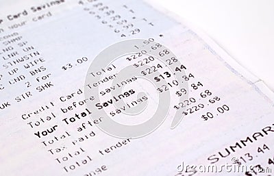 Store Receipt Stock Photo