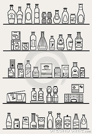 Store shelves with goods Vector Illustration