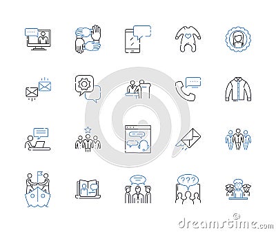 Store and shopper line icons collection. Purchase, Discount, Transaction, Sales, Cart, Loyalty, Customer vector and Vector Illustration
