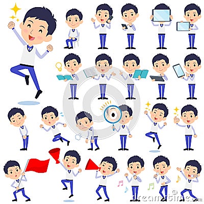 Store staff Blue uniform men_2 Vector Illustration