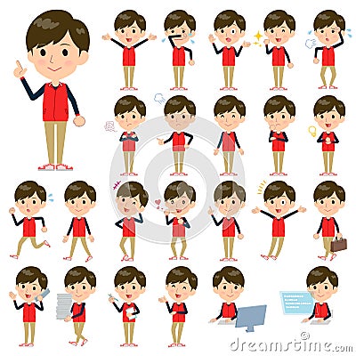Store staff red uniform men_1 Vector Illustration