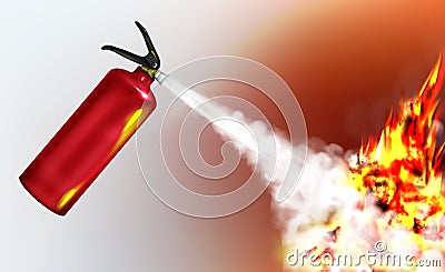 Extinguishing flame with fire extinguisher vector Vector Illustration