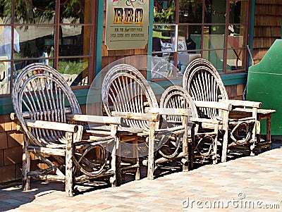 Storefront chairs Stock Photo