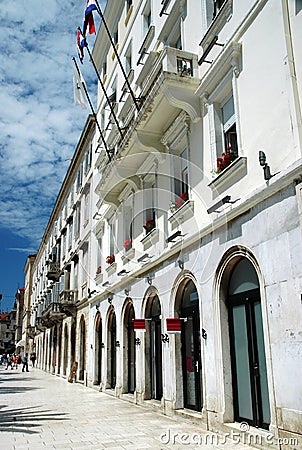 Storefront Facades and Promenade in Split Croatia Stock Photo