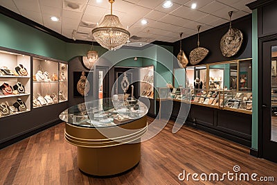 storefront with rotating selection of fashion accessories, showcasing new trends and styles Stock Photo