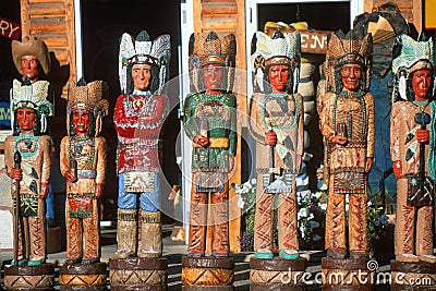 Storefront wooden Indians Editorial Stock Photo