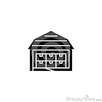 Storehouse black icon concept. Storehouse flat vector symbol, sign, illustration. Vector Illustration