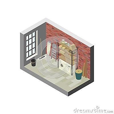 Storeroom in isometric view. Vector Illustration