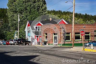 Stores in downtown Roslyn, WA. USA Editorial Stock Photo