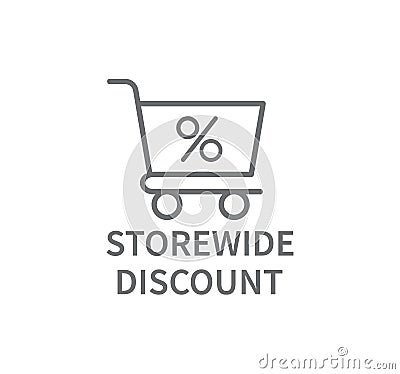 Storewide Discount Line Icon Vector Illustration