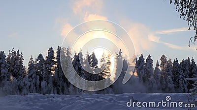 Storforsen in a fabulous winter landscape Stock Photo