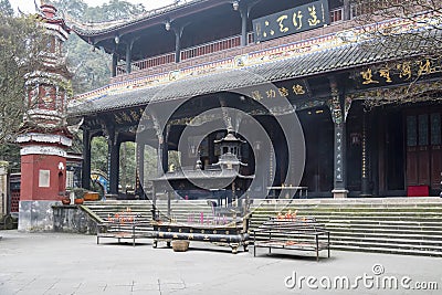 Storied building in Erwang temple Editorial Stock Photo