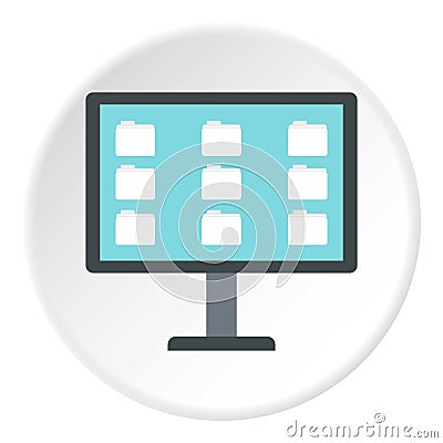 Storing files in computer icon, flat style Cartoon Illustration