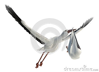 Stork & Baby Stock Photo