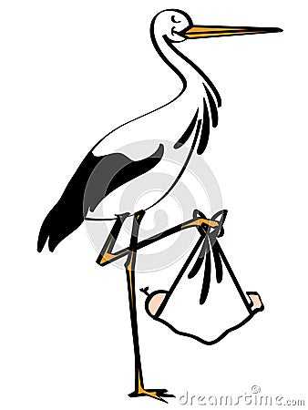 Stork with baby vector Vector Illustration