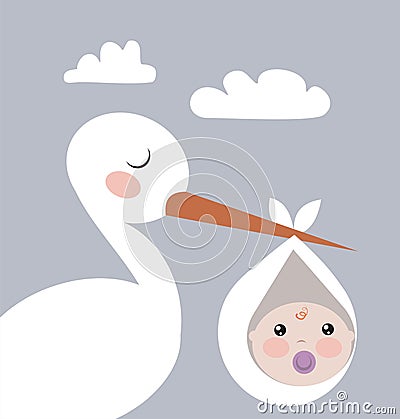 Stork with baby Stock Photo