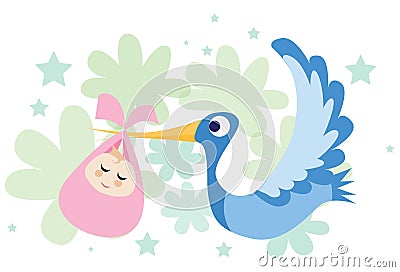 The Stork Brought A Baby Girl! Stock Photo